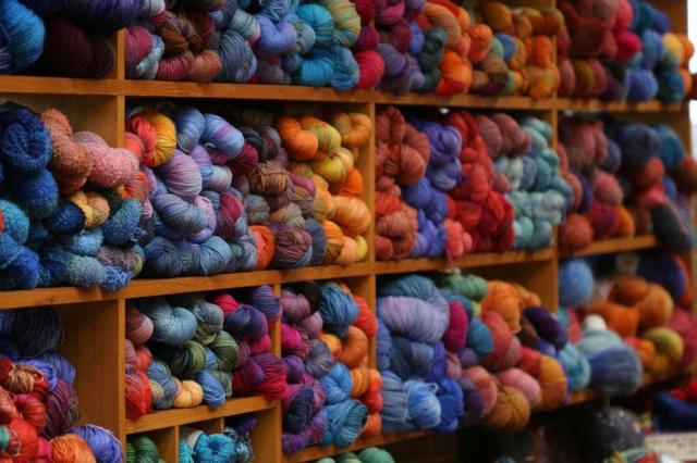 Fibreworks yarn on shelves